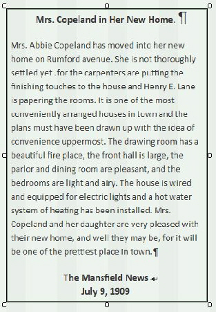 Copeland House web article
